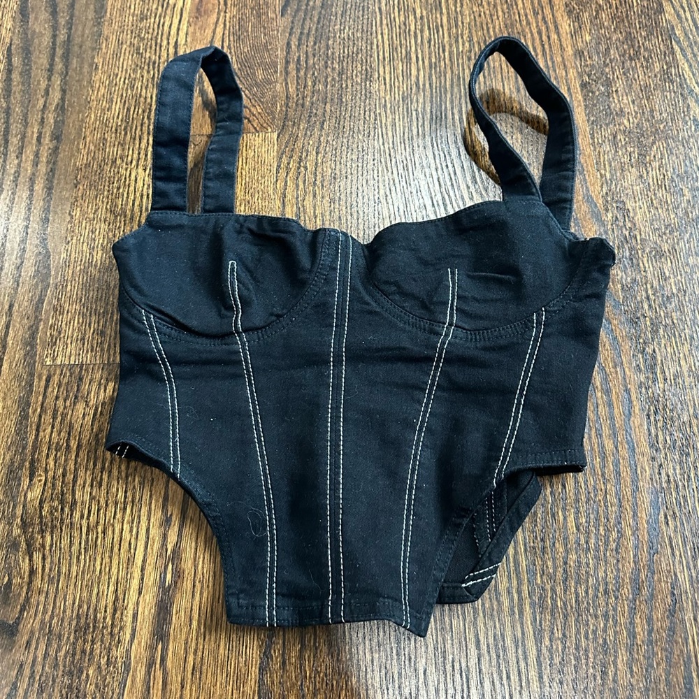 Zara Black Denim Corset